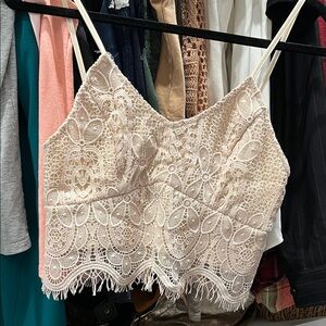Chic Lace Beige Crop Top